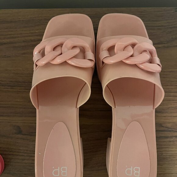 BP Lollie Baby Pink Chain Link Heeled Sandal Slides Barbiecore sz 10 Nordstrom - Picture 3 of 10